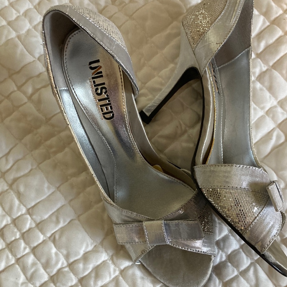 Unlisted Silver Strappy Peep-Toe Heels